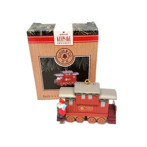 Vintage 1991 Hallmark Christmas Ornament Caboose Santa Claus Train Railroad
